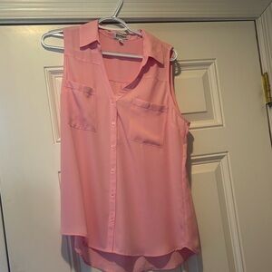 Express Light Pink Button-Up Blouse